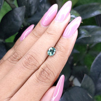1.18 Ct. Bluish Green Sapphire from Madagascar Life Style