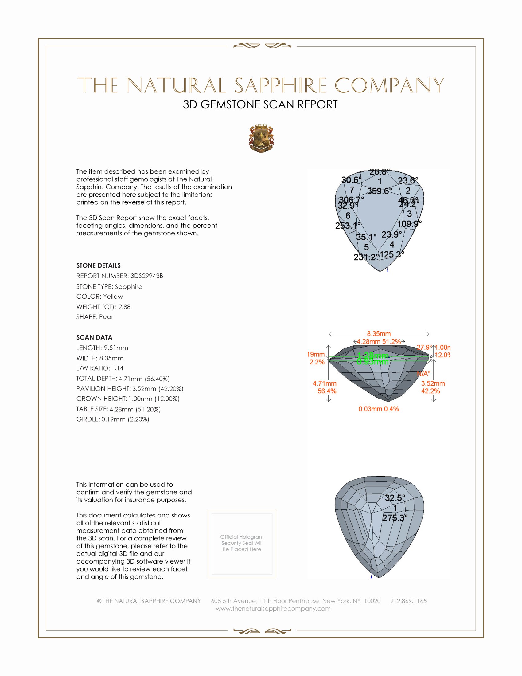 2.88 Ct. Yellow Sapphire from Ceylon (Sri Lanka)