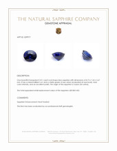 3.01 Ct. Blue Sapphire from Ceylon (Sri Lanka) Appraisal