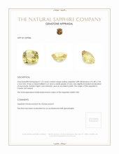 1.22 Ct. Yellow Sapphire from Ceylon (Sri Lanka) Appraisal