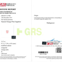 3.37 Ct. Padparadscha Sapphire from Madagascar Scan Report