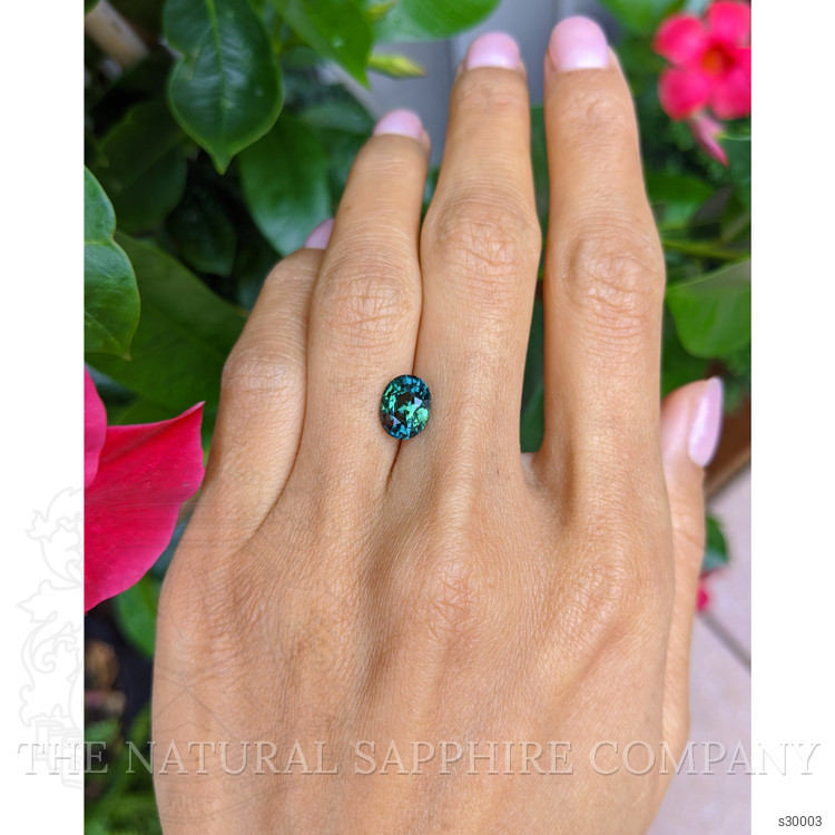 2.57 Ct. Bluish Green Sapphire from Ceylon (Sri Lanka)