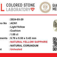 1.02 Ct. Yellow Sapphire from Ceylon (Sri Lanka) Scan Report