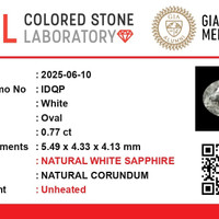 0.76 Ct. White Sapphire from Ceylon (Sri Lanka) Scan Report