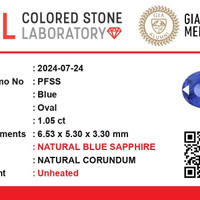 1.04 Ct. Blue Sapphire from Ceylon (Sri Lanka) Scan Report