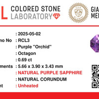 0.71 Ct. Pinkish Purple Sapphire from Ceylon (Sri Lanka) Scan Report