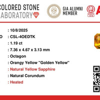 1.18 Ct. Orangish Yellow Sapphire from Ceylon (Sri Lanka) Scan Report