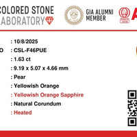 1.62 Ct. Yellowish Orange Sapphire from Ceylon (Sri Lanka) Scan Report