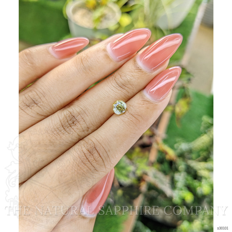 1.08 Ct. Greenish Yellow Sapphire from Ceylon (Sri Lanka)