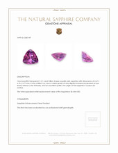 1.21 Ct. Purplish Pink Sapphire from Ceylon (Sri Lanka) Appraisal