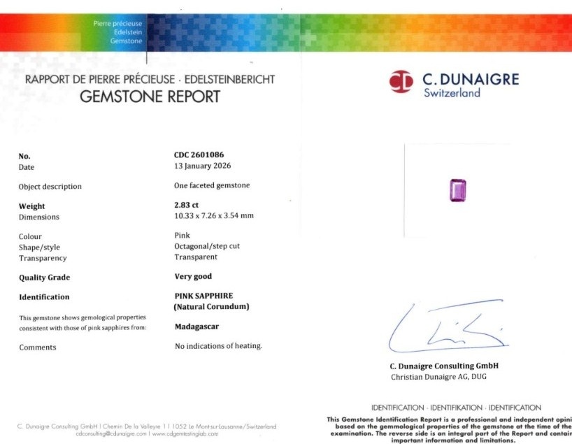 2.83 Ct. Pink Sapphire from Madagascar