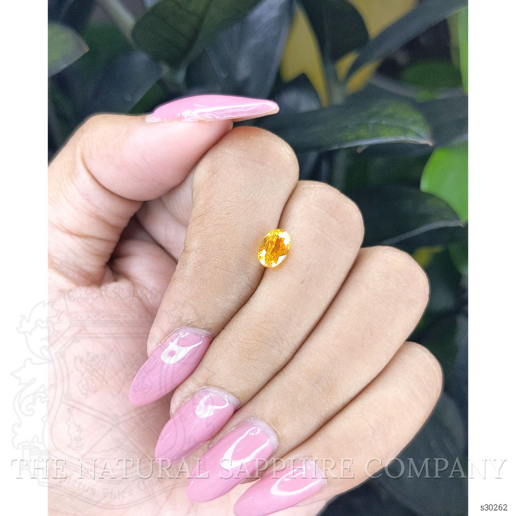 1.30 Ct. Orangish Yellow Sapphire from Ceylon (Sri Lanka)