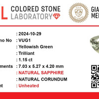 1.16 Ct. Yellowish Green Sapphire from Ceylon (Sri Lanka) Scan Report