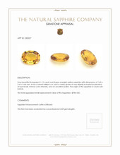 1.12 Ct. Orangish Yellow Sapphire from Ceylon (Sri Lanka) Appraisal