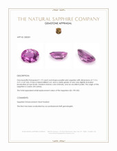 1.19 Ct. Purplish Pink Sapphire from Ceylon (Sri Lanka) Appraisal