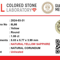 1.09 Ct. Yellow Sapphire from Ceylon (Sri Lanka) Scan Report