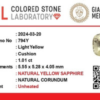 1.05 Ct. Yellow Sapphire from Ceylon (Sri Lanka) Scan Report