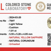 1.05 Ct. Yellow Sapphire from Ceylon (Sri Lanka) Scan Report