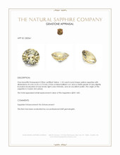 1.18 Ct. Yellow Sapphire from Ceylon (Sri Lanka) Appraisal