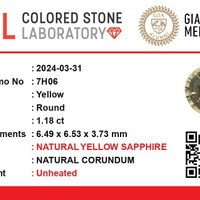 1.18 Ct. Yellow Sapphire from Ceylon (Sri Lanka) Scan Report