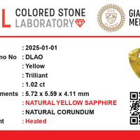 1.02 Ct. Yellow Sapphire from Ceylon (Sri Lanka) Scan Report