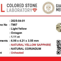 1.11 Ct. Yellow Sapphire from Ceylon (Sri Lanka) Scan Report