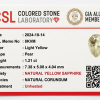 1.21 Ct. Yellow Sapphire from Ceylon (Sri Lanka) Scan Report