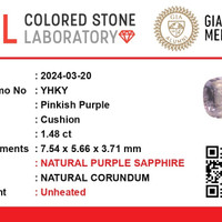 1.47 Ct. Pinkish Purple Sapphire from Ceylon (Sri Lanka) Scan Report
