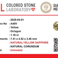 1.16 Ct. Yellow Sapphire from Ceylon (Sri Lanka) Scan Report