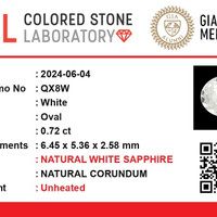 0.71 Ct. White Sapphire from Ceylon (Sri Lanka) Scan Report