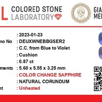 0.87 Ct. Color Change Sapphire from Ceylon (Sri Lanka) Scan Report