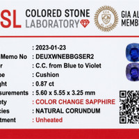 0.87 Ct. Color Change Sapphire from Ceylon (Sri Lanka) Scan Report