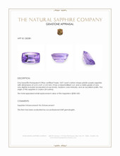 0.87 Ct. Pinkish Purple Sapphire from Ceylon (Sri Lanka) Appraisal