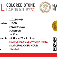 0.83 Ct. Yellow Sapphire from Ceylon (Sri Lanka) Scan Report