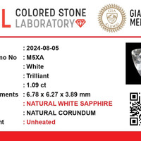 1.09 Ct. White Sapphire from Ceylon (Sri Lanka) Scan Report