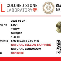 1.49 Ct. Yellow Sapphire from Ceylon (Sri Lanka) Scan Report