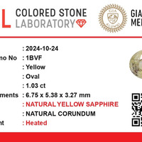 1.02 Ct. Yellow Sapphire from Ceylon (Sri Lanka) Scan Report