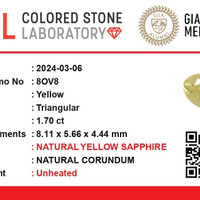 1.70 Ct. Yellow Sapphire from Ceylon (Sri Lanka) Scan Report