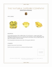 0.95 Ct. Yellow Sapphire from Ceylon (Sri Lanka) Appraisal