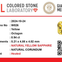 0.95 Ct. Yellow Sapphire from Ceylon (Sri Lanka) Scan Report