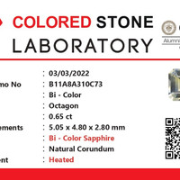 0.65 Ct. Bi Color Sapphire from Ceylon (Sri Lanka) Scan Report