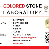 1.96 Ct. Yellow Sapphire from Ceylon (Sri Lanka) Scan Report