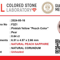 0.64 Ct. Peach Sapphire from Ceylon (Sri Lanka) Scan Report