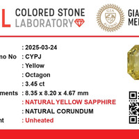 3.45 Ct. Yellow Sapphire from Ceylon (Sri Lanka) Scan Report