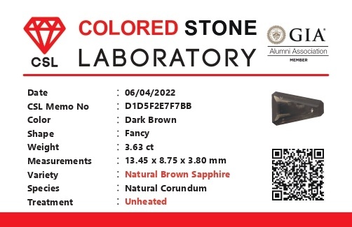 3.62 Ct. Brown Sapphire from Ceylon (Sri Lanka)