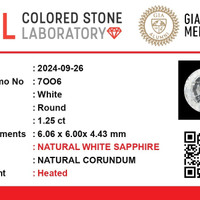 1.24 Ct. White Sapphire from Ceylon (Sri Lanka) Scan Report