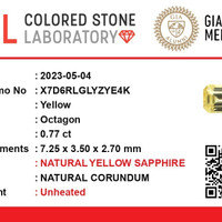0.77 Ct. Yellow Sapphire from Ceylon (Sri Lanka) Scan Report