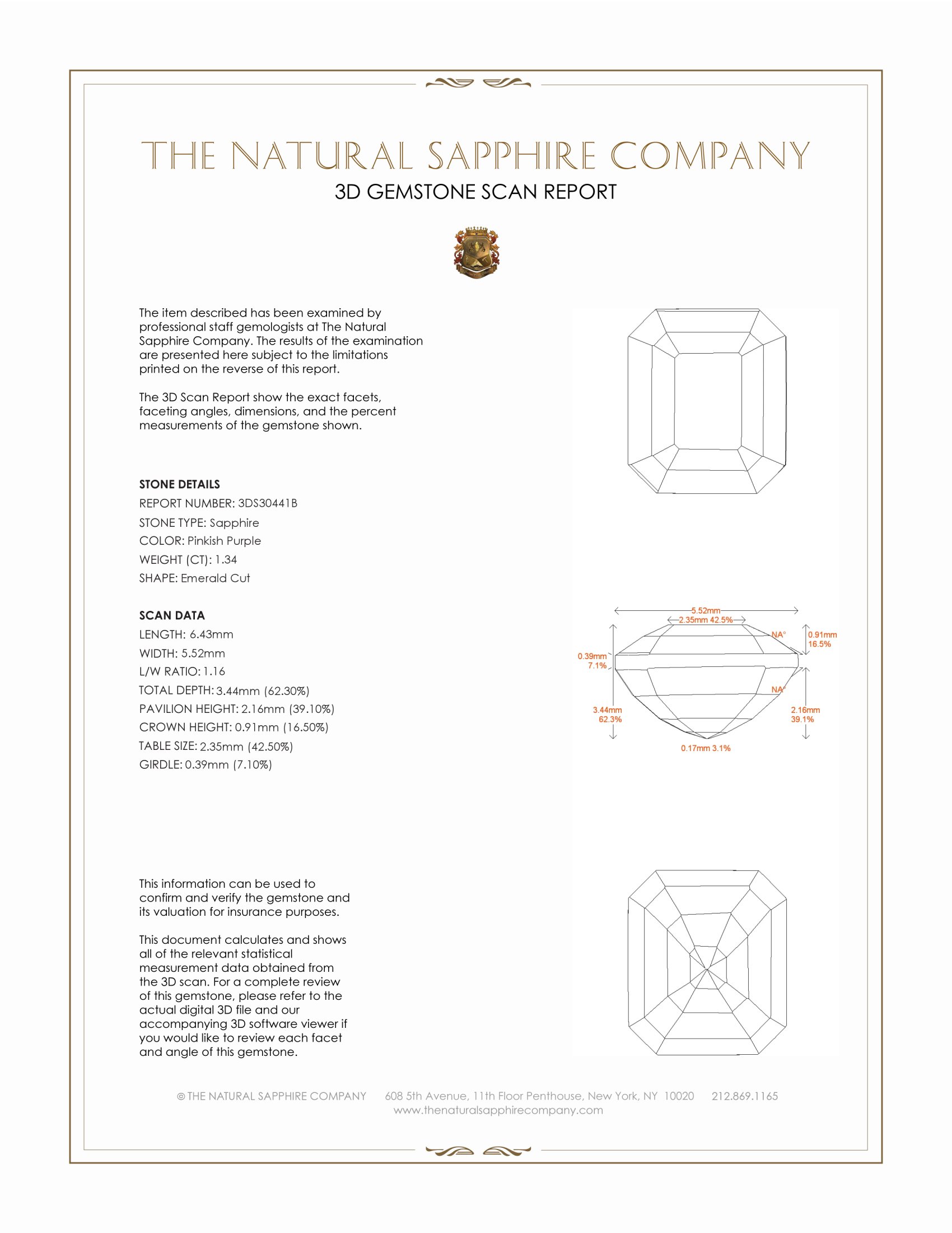 1.34 Ct. Pinkish Purple Sapphire from Ceylon (Sri Lanka)