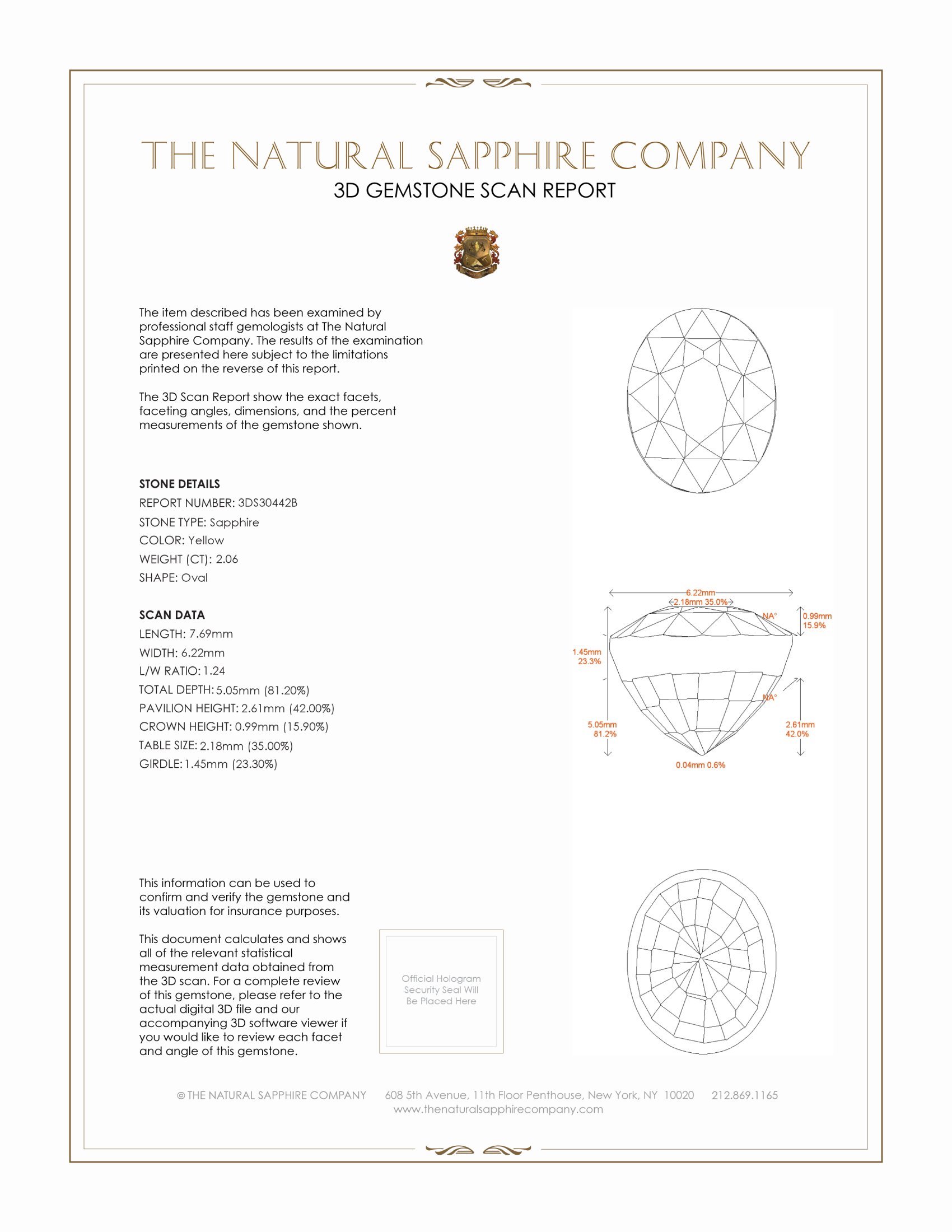 2.06 Ct. Yellow Sapphire from Ceylon (Sri Lanka)