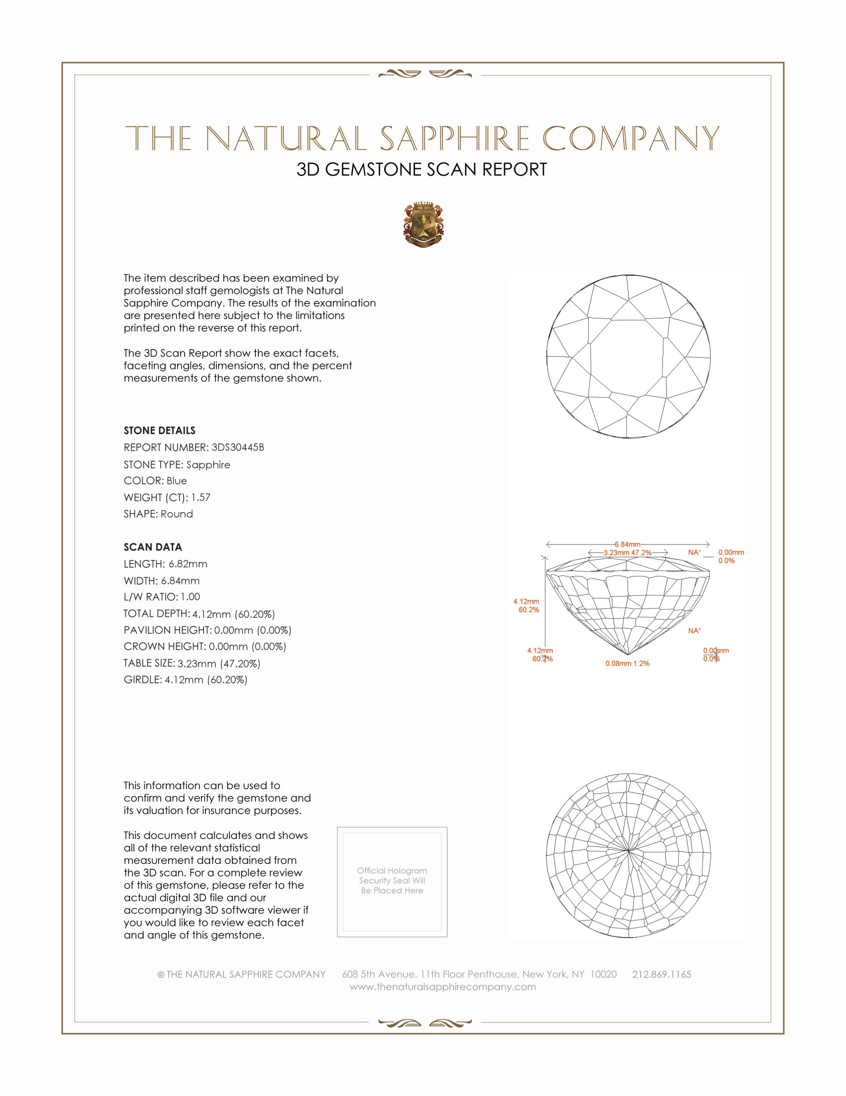 1.57 Ct. Blue Sapphire from Ceylon (Sri Lanka)